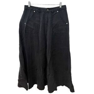Sundance Skirt Womens 10 Linen Maxi Washed Black Gorpcore Prairie Boho FLAWED